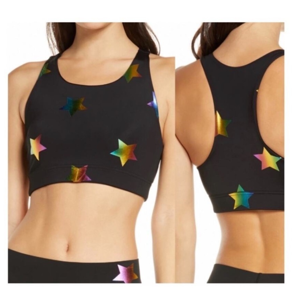 Terez Rainbow Star Black Sports Bra.